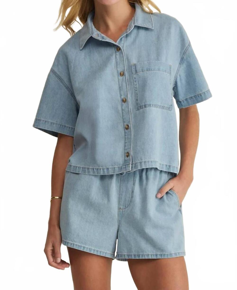 NEW Z SUPPLY everyday denim button up in coastal water